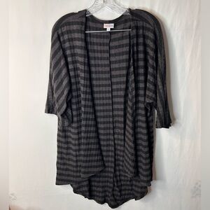 LuLaRoe Lindsay Women’s Kimono Cardigan Top Black and Gray Striped  Size S